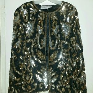 Luxurious Gold and Silver Embellished Blazer